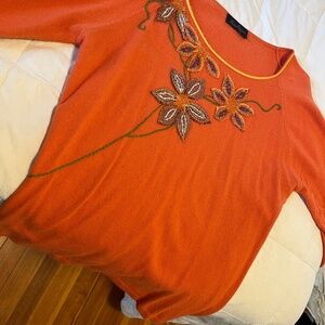 Beaded and embroidered Italian sweater